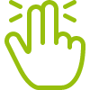 Icon einer Hand, die mit zwei Fingern tippt oder klickt.