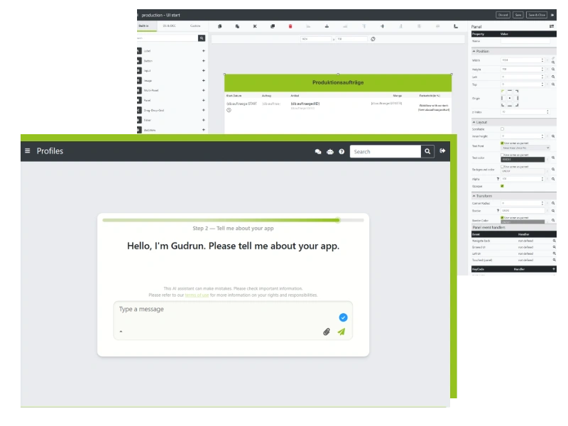 A screenshot showcasing engomo’s app-building interface, illustrating how companies can create their own applications on the platform.