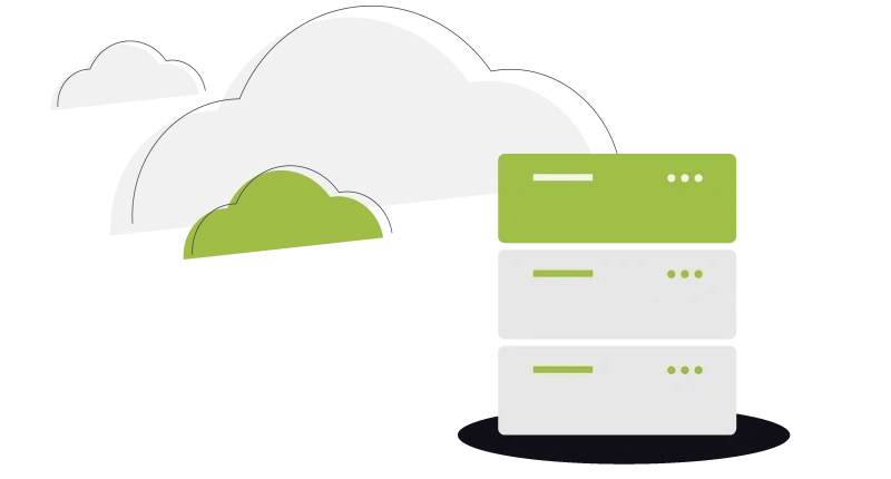 Illustration zur flexiblen Bereitstellung von engomo mit On-Premises-, Private-Cloud- und Public-Cloud-Optionen