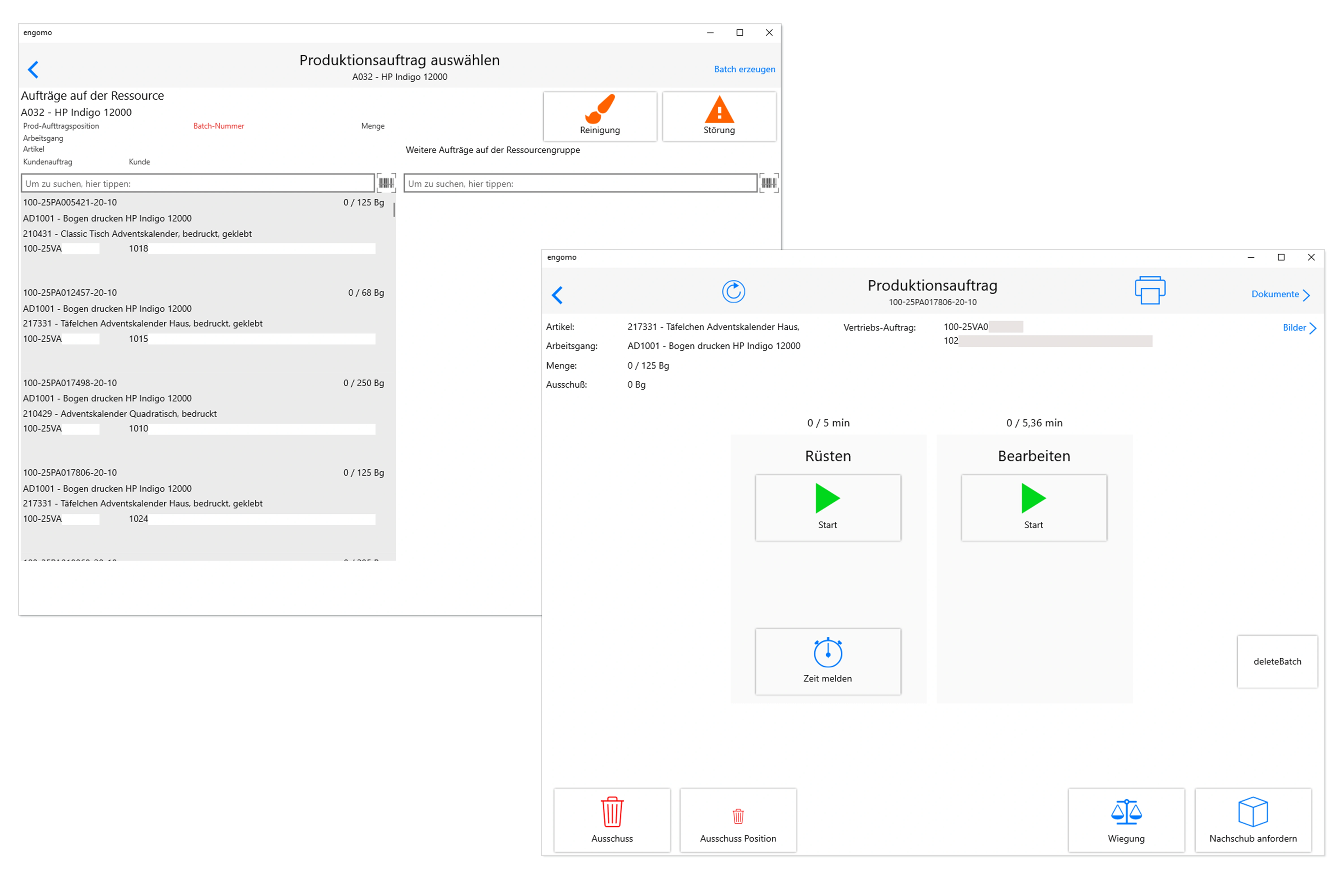 Screenshots, die die Low Code Anwendung bei JUNG zeigen