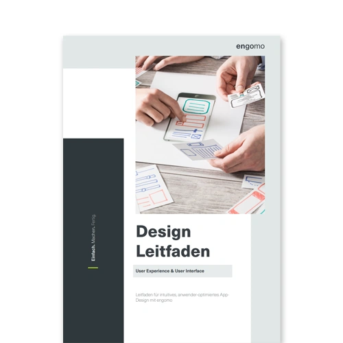 Titelseite des Design Leitfaden für optimales UI/UX mit engomo.