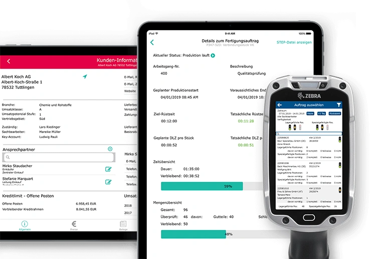 Das Bild zeigt die vielfältige Integrationsmöglichkeit von engomo. So sind einzelne Logos zu sehen zum Beispiel von Comach, MQTT, SAP, DocuWare und abas ERP. Über eine illustrierte Büroklammer soll die Kompatibilität veranschaulicht werden.