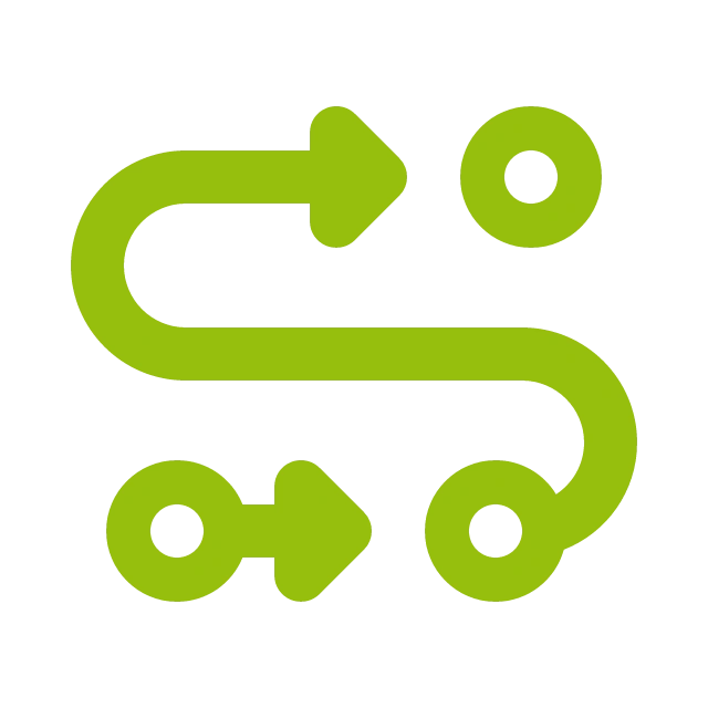 Vernetztes Funktionssymbol mit Punkten und Linien als Darstellung intelligenter, automatisierter Funktionen in Abas ERP Apps