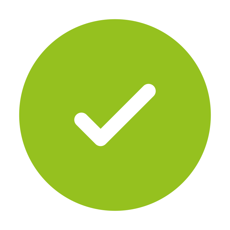 It is an icon that shows a green circle with a white check mark inside