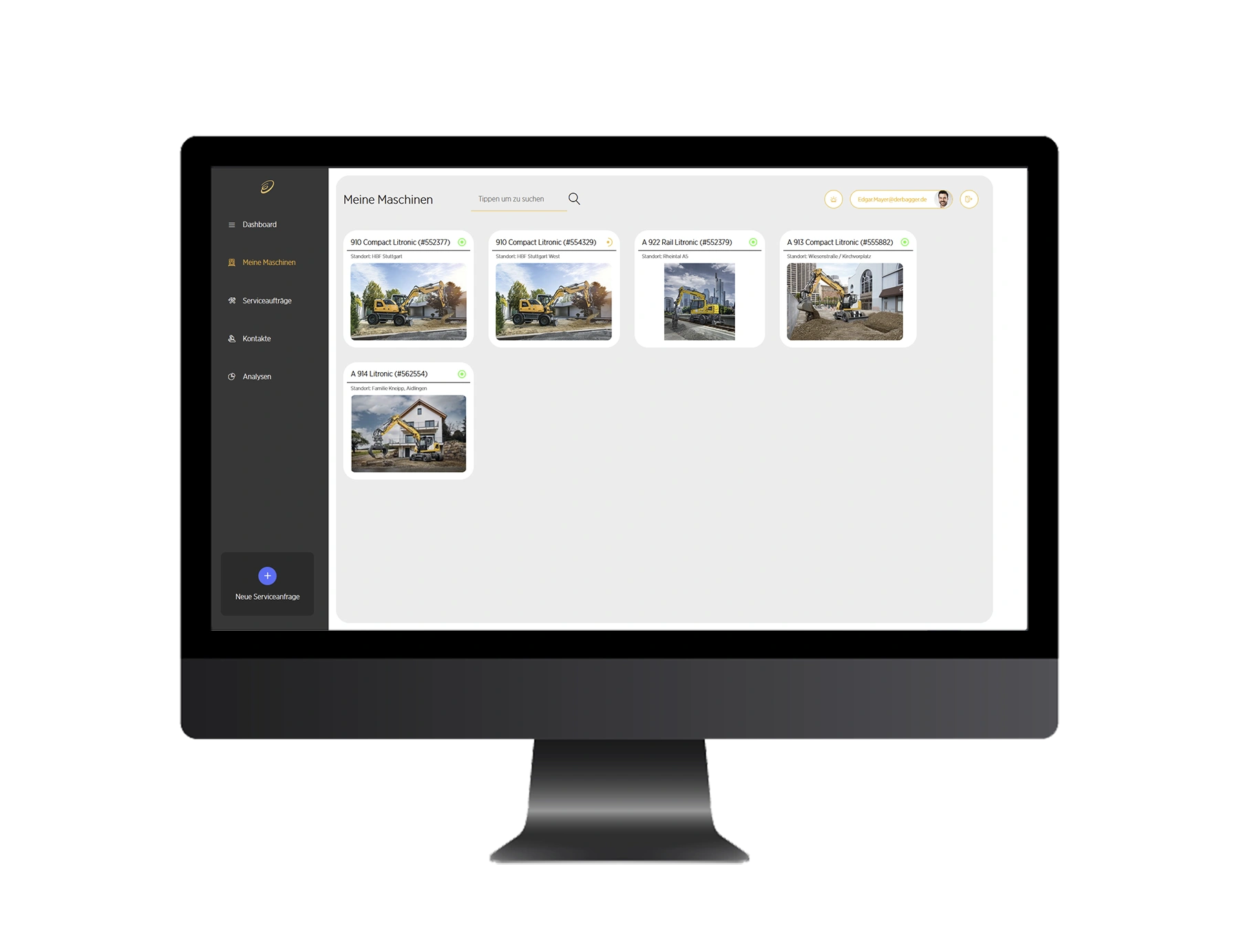 B2B web shop and customer portal built with the engomo low-code platform showing SAP-integrated products, customer-specific pricing and responsive design