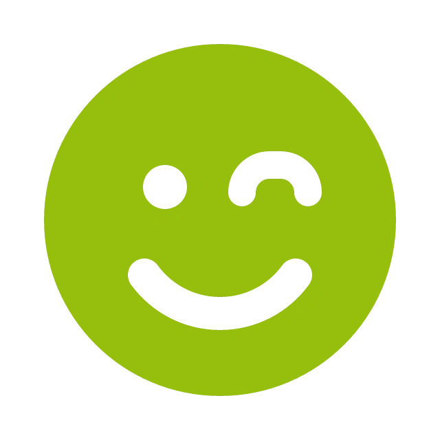 Das Icon hat die Form eines grünen, zwinkernden Smileys