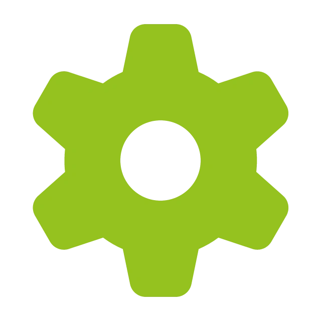 Grünes Zahnrad-Symbol