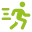 Green icon of a running figure