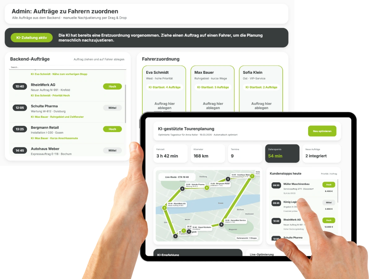 View of engomo's AI-powered route planning
