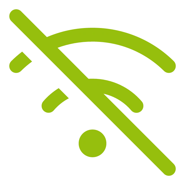 Durchgestrichenes WLAN-Symbol als Zeichen für Online- und Offline-Nutzung von Abas ERP Apps ohne Internetverbindung