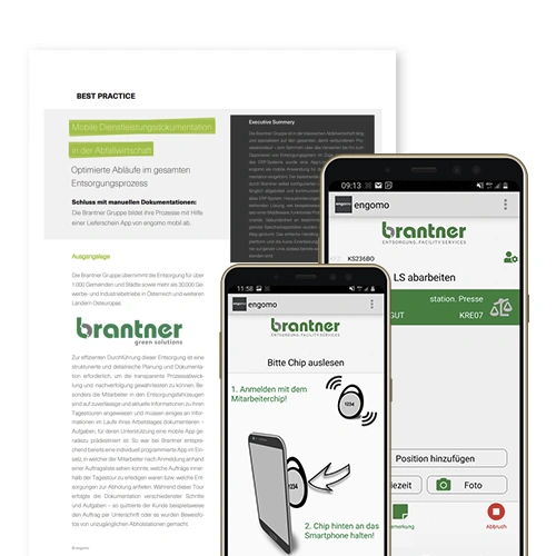 Teaser image for the article showing its title page and two smartphone screens of a service documentation app