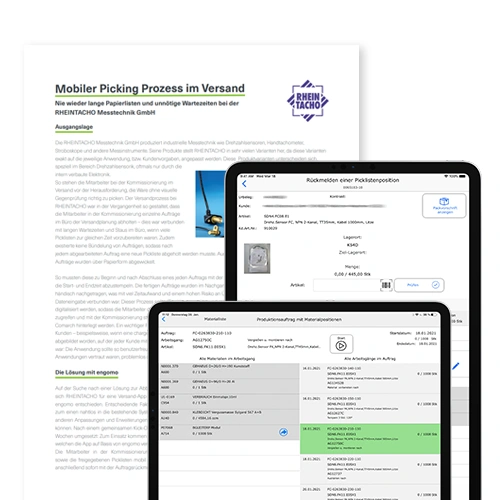 Teaser image for the article showing its title page and two tablet screens of a production app