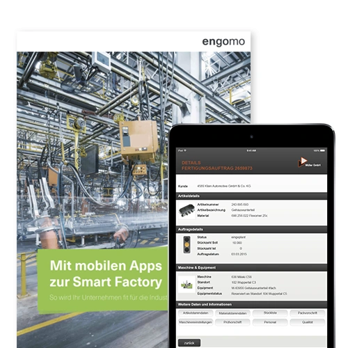 Teaser image for the article showing its title page and a tablet screen of a production app