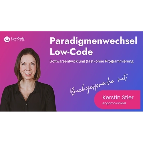 Portrait of Kerstin Stier. Book talks “Paradigm Shift Low-Code” with the Low-Code Association.