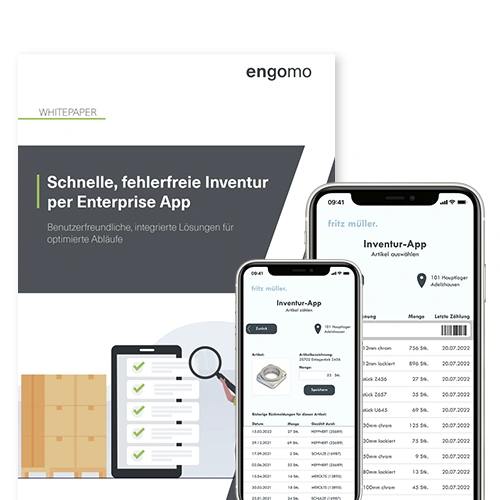 Teaser image for the article showing its title page and the smartphone screen of an inventory app