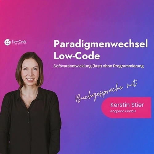 Portrait of Kerstin Stier. Book talks “Paradigm Shift Low-Code” with the Low-Code Association.