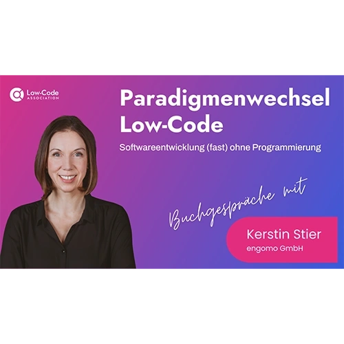 Portrait of Kerstin Stier. Book talks “Paradigm Shift Low-Code” with the Low-Code Association.